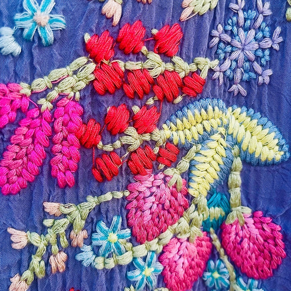 Johnny Was Floral Blue Embroidered Tunic Dress M - Picture 3 of 5